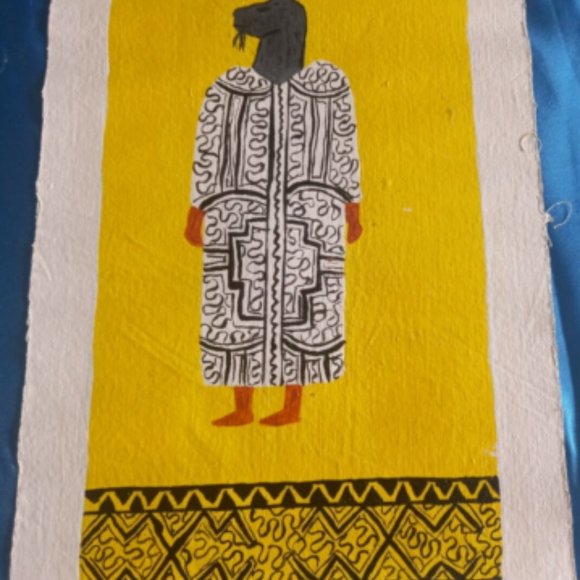 Peruvian oil painting shaman amazon jungle 12.12. x 8 Inches - Picture 5 of 7